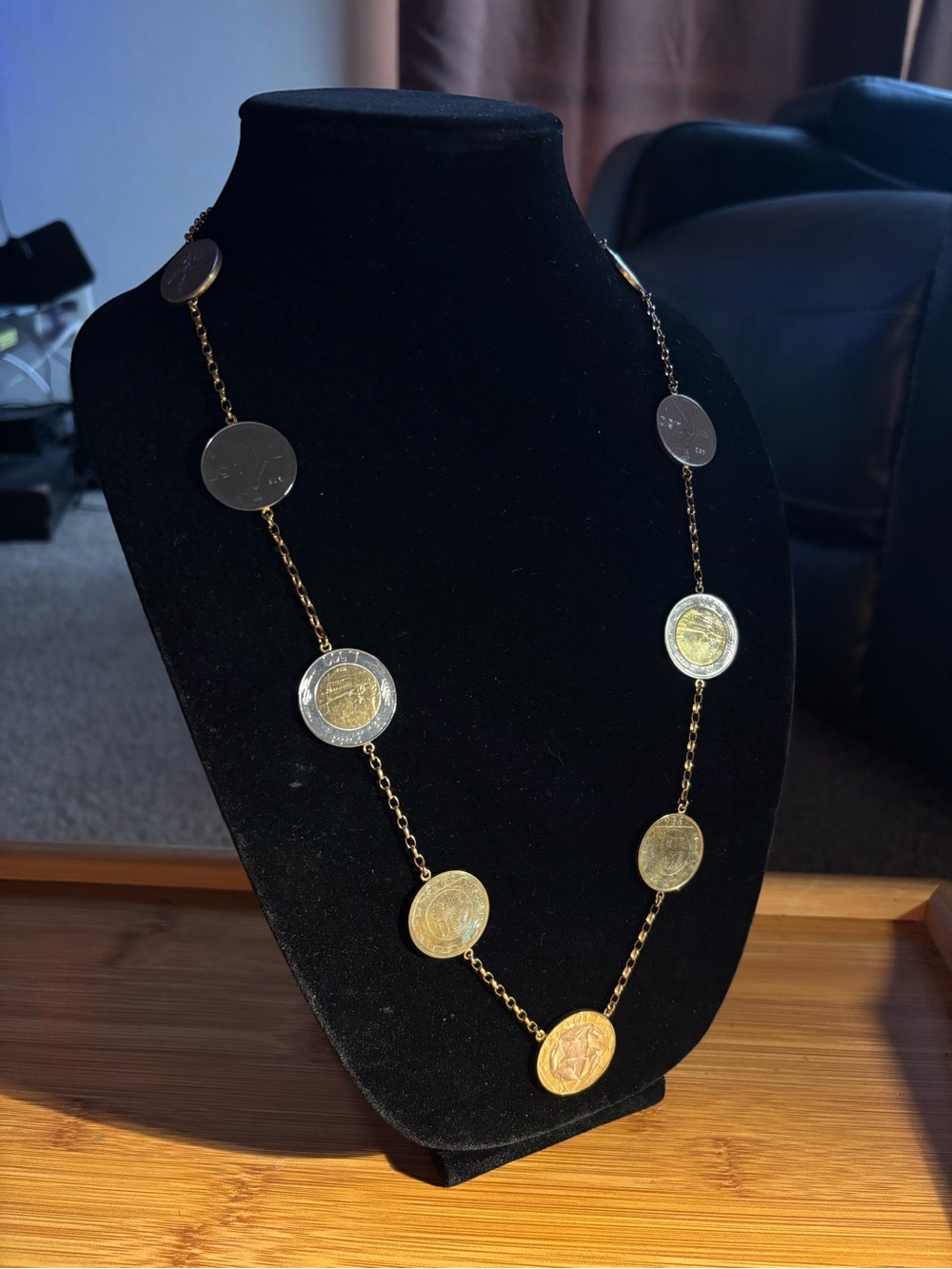 MILOR 14KT Coin Station Necklace — Gold and Silver Discs